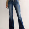 Jeans évasés taille haute - denim bleu moyen pour dames