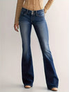 Jeans évasés taille haute - denim bleu moyen pour dames