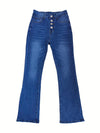 Jeans flared taille haute bleu moyen pour femmes - pantalons en denim décontractés