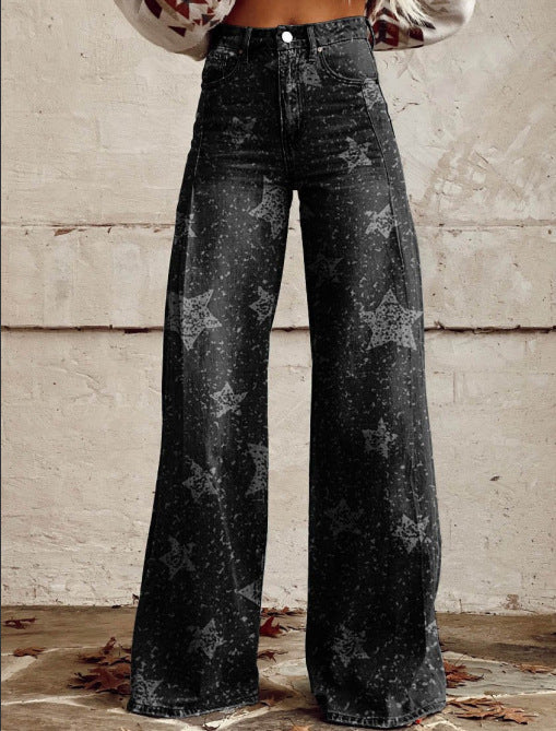 Jeans large - élégants pantalons en denim taille haute pour femmes
