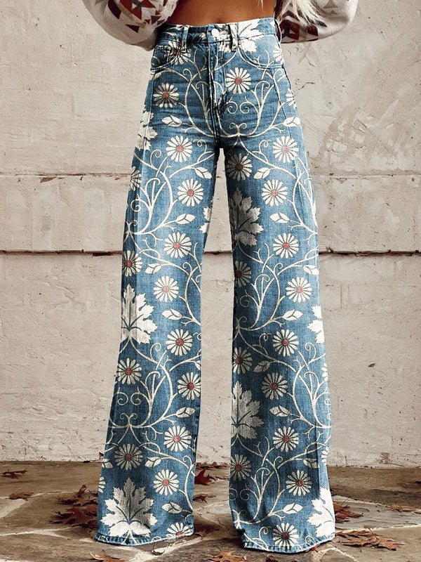 Jeans large - élégants pantalons en denim taille haute pour femmes