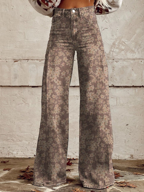 Jeans large - élégants pantalons en denim taille haute pour femmes