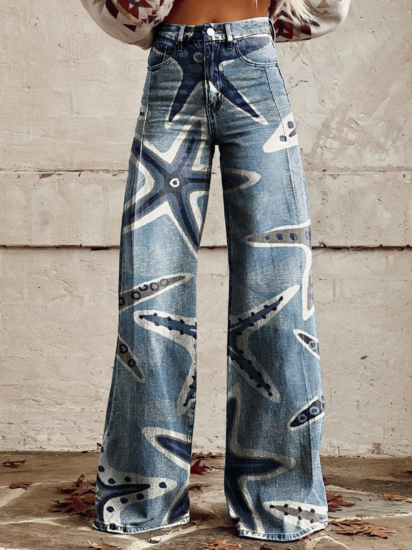 Jeans large - élégants pantalons en denim taille haute pour femmes
