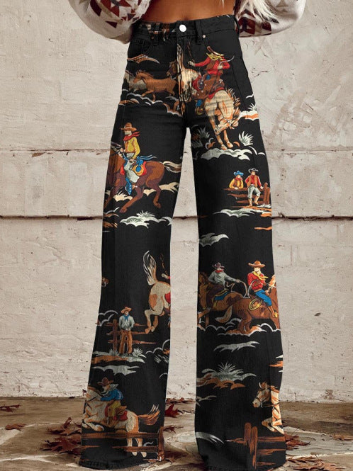 Jeans large - élégants pantalons en denim taille haute pour femmes