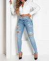 Jeans taille haute extensibles - pantalon slim en denim pour femmes