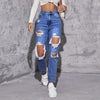 Jean pour femmes taille haute déchiré - denim casual élégant et versatile au quotidien