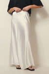 Jupe midi en satin - jupe féminine élégante avec fente haute