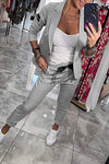 Ensemble tailleur blazer et pantalons ajustés pour femmes - tenue de bureau élégante