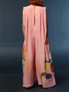 Jumpsuit fleuri sans manches en rose pour femmes