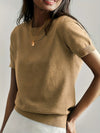 Jumper décontracté à manches courtes - top tricot chic pour femmes