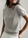 Jumper décontracté à manches courtes - top tricot chic pour femmes