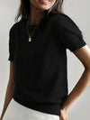 Jumper décontracté à manches courtes - top tricot chic pour femmes