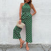 Jumpsuit vert à pois - design tendance à col halter pour femmes