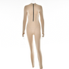 Jumpsuit zippé pour femmes - bodysuit ajusté gris pour dames
