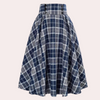 Jupe midi à carreaux - jupe à taille haute pour femmes