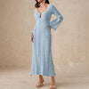 Robe en tricot pour femme avec manches évasées - robe midi élégante en crochet pour dames
