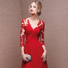 Robe de soirée en dentelle pour femmes - élégante robe longue à manches pour occasions formelles