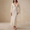 Robe en tricot pour femme avec manches évasées - robe midi élégante en crochet pour dames