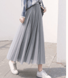 Jupe en tulle plissée midi pour femme - design superposé polyvalent pour les occasions décontractées ou formelles