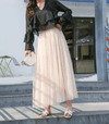Jupe en tulle plissée midi pour femme - design superposé polyvalent pour les occasions décontractées ou formelles