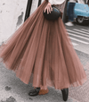 Jupe en tulle plissée midi pour femme - design superposé polyvalent pour les occasions décontractées ou formelles
