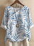 Blouse en lin chic pour femmes - haut tendance d'été avec imprimé feuillage