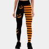 Leggings d'halloween - élégants leggings noirs et oranges avec des citrouilles