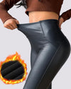 Leggings en simili cuir - pantalons noirs taille haute pour femmes