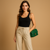 Pantalons en lin pour femmes - coupe large et décontractée, tissu respirant pour les occasions casual