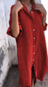Robe midi en lin décontractée avec détails de boutons - robe d'été aérienne pour un look quotidien