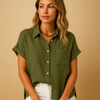 Chemise à manches courtes légère pour femmes - blouse décontractée pour l’été