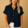 Chemise à manches courtes légère pour femmes - blouse décontractée pour l’été