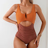 Maillot de bain une pièce élégant avec décolleté en v découpé - maillot pour femmes