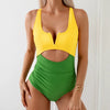 Maillot de bain une pièce élégant avec décolleté en v découpé - maillot pour femmes