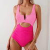 Maillot de bain une pièce élégant avec décolleté en v découpé - maillot pour femmes