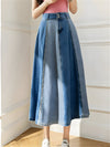 Jupe en denim a-line - jupe longue tendance à colorblock