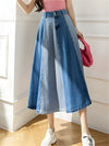 Jupe en denim a-line - jupe longue tendance à colorblock