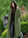 Manteau à capuche tricoté oversize vert - cardigan long élégant pour femmes