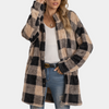 Manteau à carreaux - veste oversize en fausse fourrure pour femmes