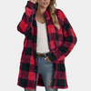 Manteau à carreaux - veste oversize en fausse fourrure pour femmes
