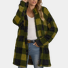 Manteau à carreaux - veste oversize en fausse fourrure pour femmes