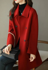 Manteau classique en laine mélangée pour femmes - élégant manteau ajusté
