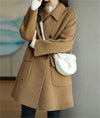 Manteau classique en laine mélangée pour femmes - élégant manteau ajusté