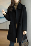Manteau classique en laine mélangée pour femmes - élégant manteau ajusté