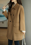 Manteau classique en laine mélangée pour femmes - élégant manteau ajusté