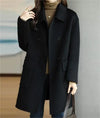 Manteau classique en laine mélangée pour femmes - élégant manteau ajusté