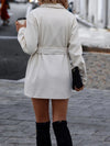 Manteau crème ceinturé pour femme - élégant manteau long à manches longues