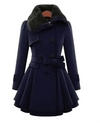 Manteau en mélange de laine pour femmes - élégant trench double boutonnage avec ceinture