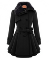 Manteau en mélange de laine pour femmes - élégant trench double boutonnage avec ceinture