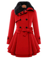 Manteau en mélange de laine pour femmes - élégant trench double boutonnage avec ceinture